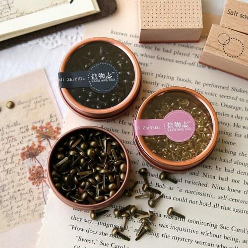 120pcs Retro Mini Kawaii Mushroom Tack Cute Vintage 4 Colors Gold Bronze Pins Decorative Nail for Scrapbook School Stationery