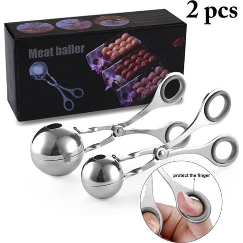 2pcs Kitchen Meatball Maker Stainless Steel Meatball Clip Fish Ball Rice Ball Making Mold Tool Kitchen Accessories S L Sizes