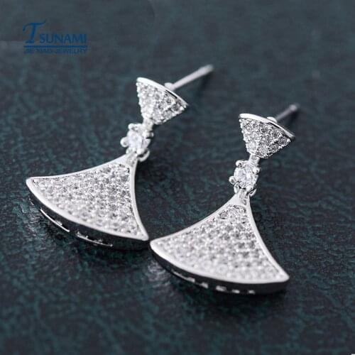 2020 Internet celebrity live broadcast ladies elegant fan-shaped zircon earrings women/girls wedding party jewelry earrings