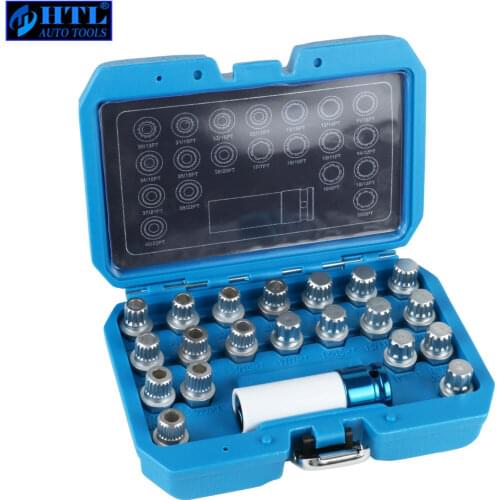 21pcs Wheel Lock Lugnut Anti-theft Screw Sleeve Removal Key Socket Set For BMW 1/2 inch 12.7mm Socket Adapter