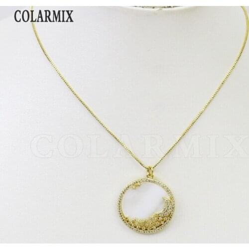 3 Pcs Zircon Cresent and tree necklace jewelry accessories Round pendant Jewelry Necklace New design 31619
