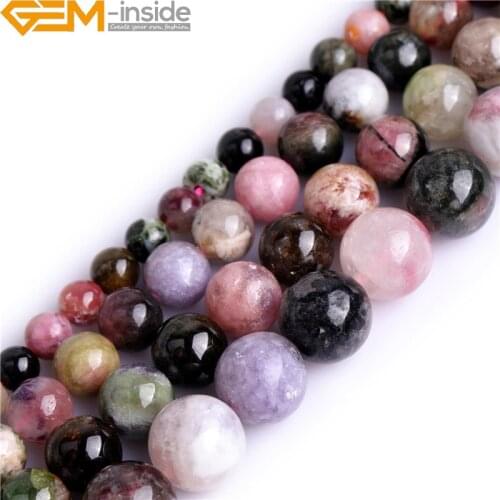 6-14mm Natural Colorful Tourmaline Stone Beads For Jewelry Making 15inch DIY Loose Bracelet Necklace Gift