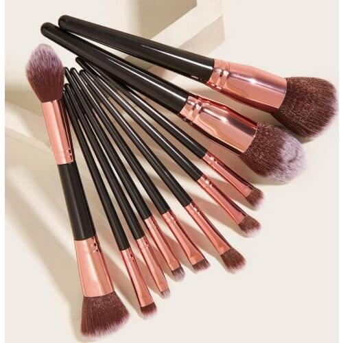 7/10 PCS Solid Color Makeup Brushes Set Wooden Handle Powder Brush Foundation Eyebrow Face Mascara Blush Eyeliner Tools Kits