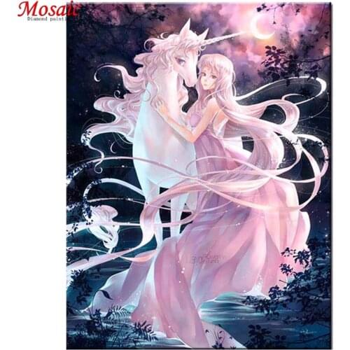 Unicorn fairy Diamond Painting Cross Stitch Full Square round drill Diy Diamond Mosaic cartoon Diamond Embroidery