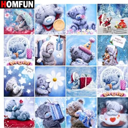 HOMFUN DIY Diamond Painting "Cartoon bear landscape" Full Drill Square Round Diamond Embroidery 5D Cross Stitch Decoration Home