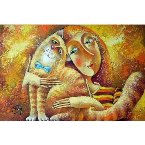 YIKEE Full Diamond Painting Animal Cat 5d diy Diamond Embroidery Rhinestone Mosaic Painting Home Decor y857