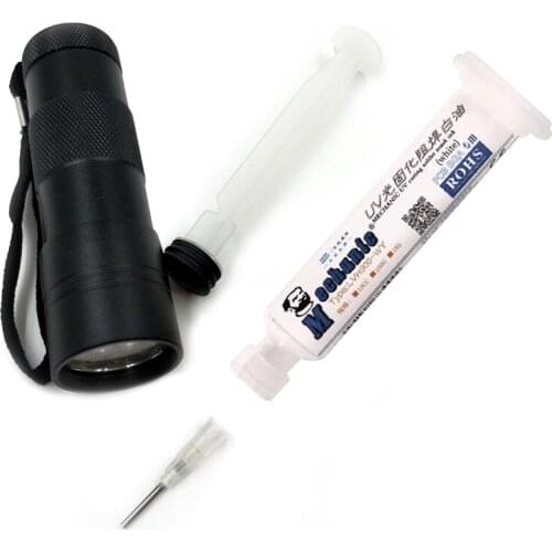 White UV Curable Solder Mask Oil Welding Fluxes For PCB BGA Circuit Board Protect Soldering Paste Flux Cream+ Needles + UV lamp