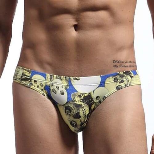 Bikini Swimwear Summer Man Swim Briefs Cool Skulls Print Men Pools Bathing Suit Board Beachwear Swimming Wear Low Rise Brand S-L