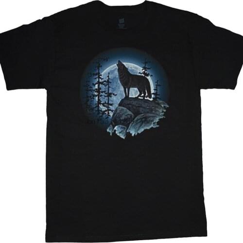 Big and Tall T shirt Lone wolf howling at the moon