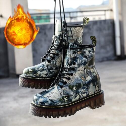 Womens Boots 2020 Fashion Inner Heel Winter Lace Up Platform Ankle Boots Ladies Shoes Motorcycle Boots for Girls Autumn Shoes