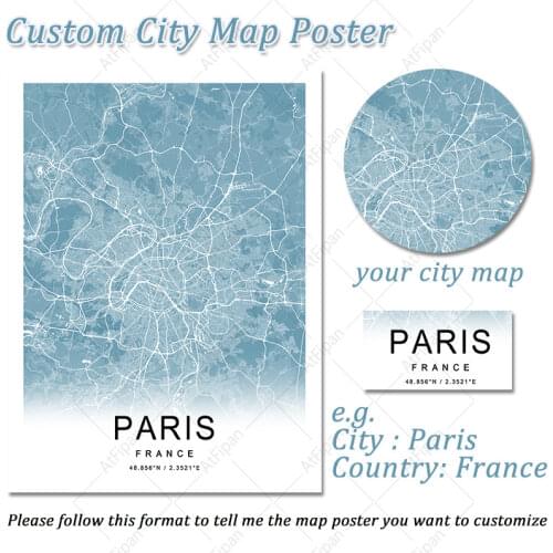 Custom City Map Poster 8 Themes Available Customize Canvas Painting Nordic Wall Art Modular Pictures for Modern Home Room Decor