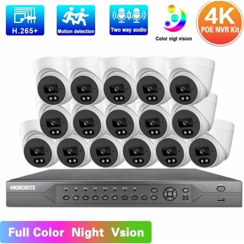 H.265 16CH 4K POE NVR Security System Ai POE IP Dome Camera Set Two Way Audio 8MP CCTV Security Surveillance Kit P2P XMEYE 8CH