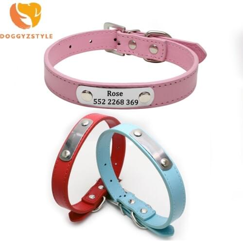Personalized Dog Collar Custom PU Leather Dog Collar Engraved Name ID Tag for Small Medium Large Dogs Lead Dog Collar para Perro