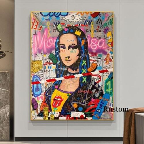 Classical Oil Painting Mona Lisa Poster Graffiti Canvas Pictures Modern Fashion Wall Art for Home Room Design Frameless