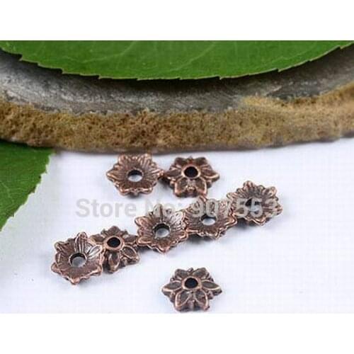 100pcs antiqued copper tone flower spacer bead caps H1940