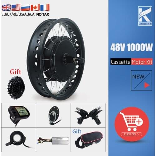 Fat Electric Bicycle Conversion Kit 20 26 Inch 4.0 Tyre 48V 1000W Rear Cassette Powerful Snow bike Hub Motor Kit For Ebike