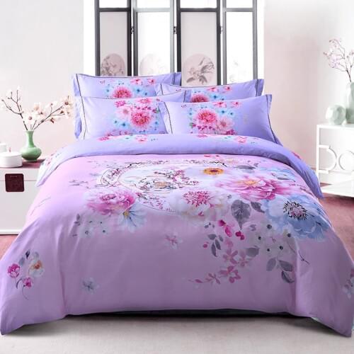 100% Cotton printing Bedding set King Queen Double Size Bed Set Duvet Cover Bed Sheet set Pillowcases Soft Bedclotehs for girls