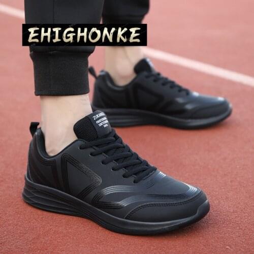 Fashionable Mens New Style Casual Shoes Leather Mens Lightweight Sneakers Lace-up Mens Black Walking Shoes Chaussure Homme y3