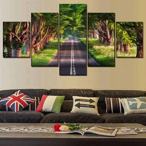 Green woods road Diy Diamond Painting 5 Piece Full Square Round Drill Diamond Embroidery Scenery Mosaic Needlework Decor AA2158