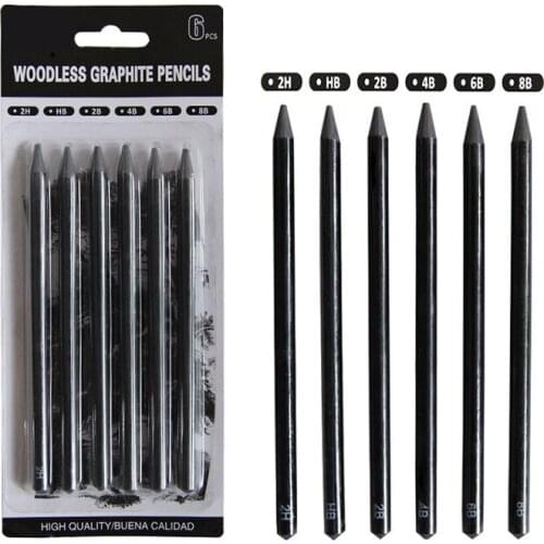 6PCS/Set Professional Charcoal Pencils Drawing Set 2B/4B/6B/8B/2H/HB Artist Charcoal Pencils for Drawing Sketching Shading