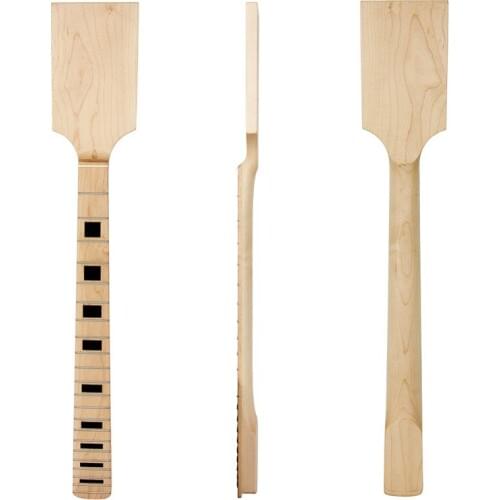 Kmise Unfinished DIY Electric Guitar Neck Paddle Head Maple Wood 22 Frets Black Block Inlay Bolt On Clear Satin