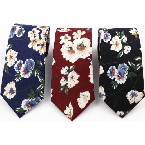 New Mens 100%Cotton Floral Neckties Skinny Cravate Narrow 6.5cm Width Tie For Wedding Party Dinner Date Daily Wear Accessories