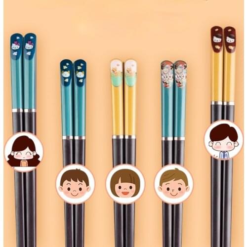 Parent Child Chopsticks Family of Three Personality of Four Creative Cartoon Cute Family Childrens Short Chopsticks