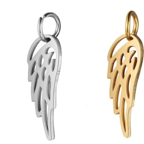 10pcs/lot Stainless Steel DIY Angel Wing Jewelry Accessories Making Charm Pendant For Necklace Bracelet