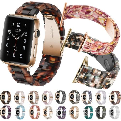 Replacement Resin Tortoise Shell Lines Watch Strap Bracelet for Apple Watch Series 5/4/3/2/1 42mm 44mm 38 & 40mm Leopard Print