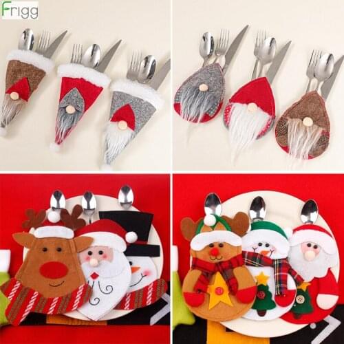 Merry Christmas Decorations Snowman Kitchen Tableware Holder bag Party gift Xmas ornament Christmas decorations for home table