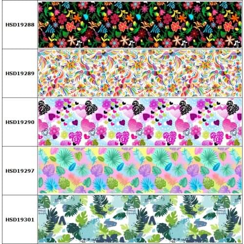Craft Mexico Style Flower Cartoon Printed Grosgrain/Satin Ribbon for DIY Sewing Hairbow Accessories Decoration 38MM 75 MM 10Yard