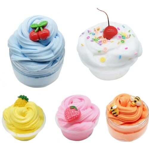 60/100ml Fruit Ice Cream Slime Mud Clay Craft Stress Reliever Sludge Kids Toy Hand Fidget Toy Slime Toy Antistress for Children