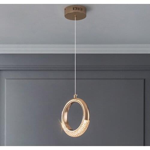 Modern Minimalist Circle Wrought Iron Small Chandelier Bedroom Living Dining Room Lighting
