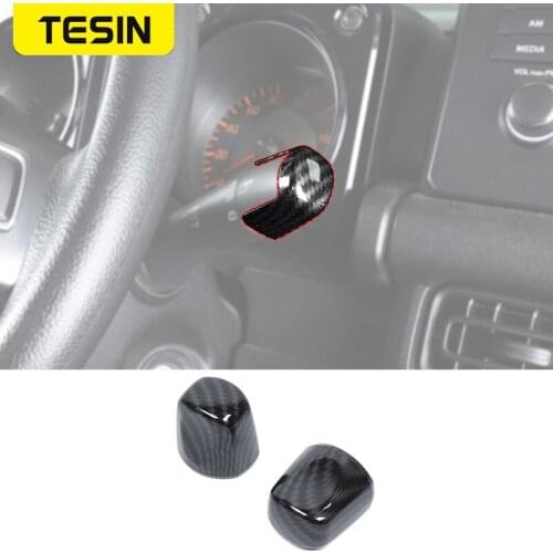 TESIN ABS Carbon Fiber Grain Turn Signal/Wiper Control Lever Decoration Cover For Suzuki Jimny 2019-2020 2Pcs/set Car Sticker