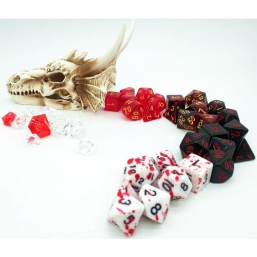 TITANS Roll DND Poly Dice Set of 28 PCS Red Color 16mm TRPG Dados Games Dragon Fire
