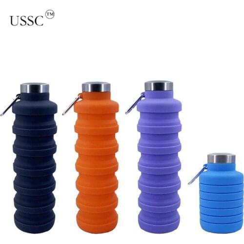 USSC Large Capacity Silicone Sports Kettle Outdoor Portable Silicone Telescopic Bottle Travel Fitness Folding Water Cup HZ052