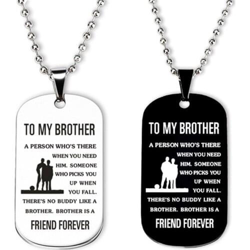 Inspirational Brother Gifts Always Remember You Are Braver Stainless Steel Dog Tag Pendant Chain Necklace Family Friends Jewelry