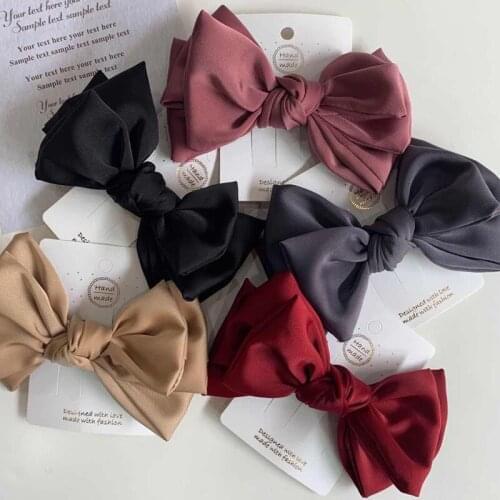10 PCS/LOT, 4.7" Satin Fabric Bowknot Hair Clips Fashion Women Girls Fabric Bow French Hair Barrettes