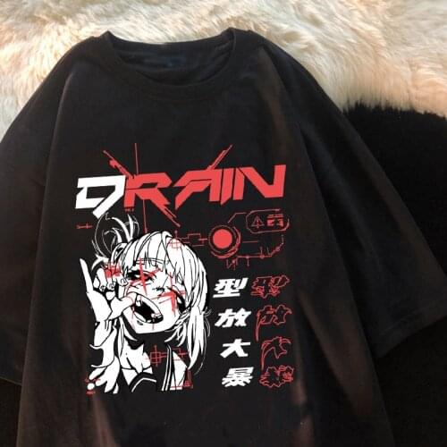 Manga Goth Female Anime Tshirt Tee Aesthetic Women T-shirt Punk Grunge Streetwear Ladies Gothic Top T Shirt Harajuku Clothes Y2k