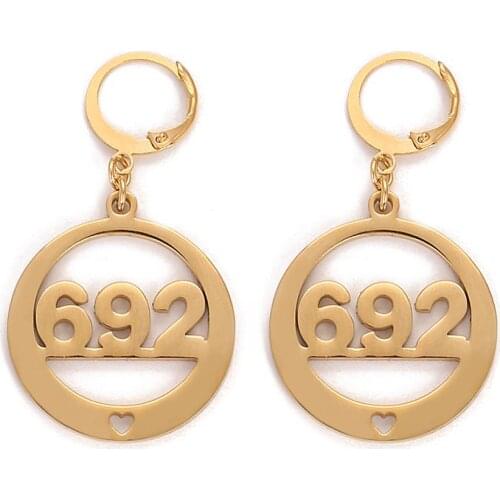 Gold Color Number 692 Jewelry with Heart Round Earrings for Women