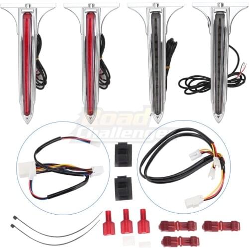 1set Motorcycle Chrome Wedge LED Rear Saddlebag Accents Lamp Warning Stop Tail Light For Harley Touring FLT FLHR FLHX 1993-2013