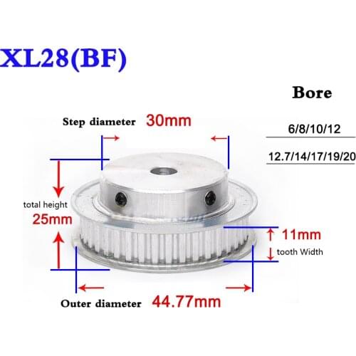 1PCS XL 28 Tooth To 40 Tooth Convex Synchronous Wheel Timing Pulley Belt Width 11mm Bore 6-25mm