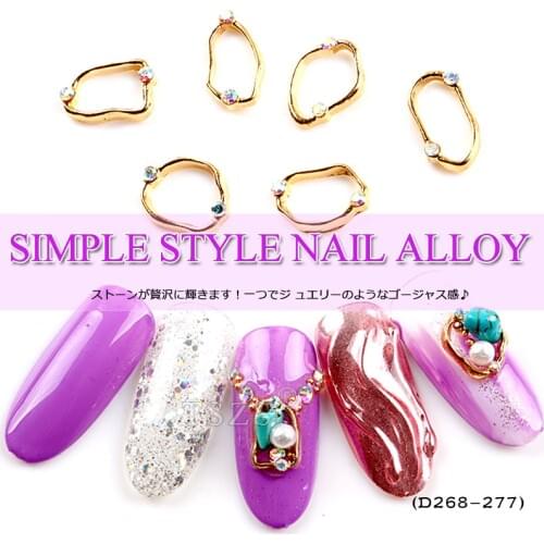 10pcs/lot Simple Style Nail Art Alloyed Decoration Glitter Reinstone Irregular shaped Gold