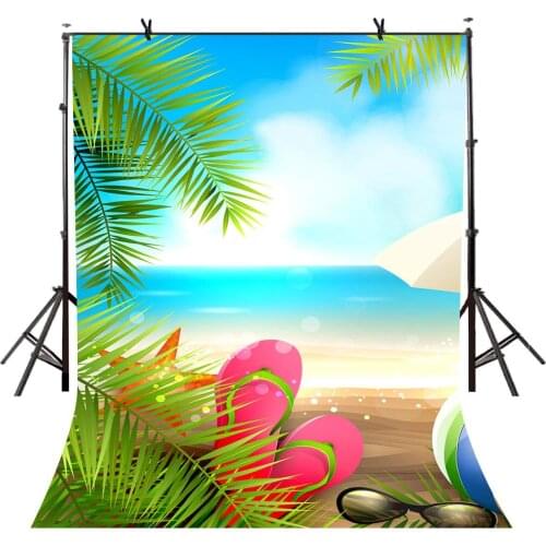 150x220cm Cartoon Beach Scene Backdrop Seaside Tourism Photography Background Studio Props