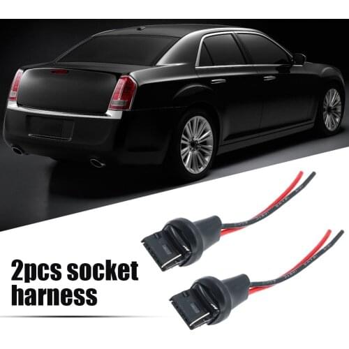 2Pcs 7440 / 7443 T20 Male Socket Connector 12V Car Turn Signal Light Bulb Holder Adapter Extension Copper Wire