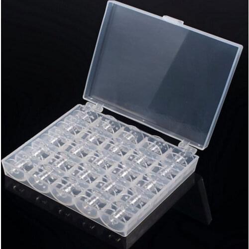 25 Pcs/box Sewing Bobbin DIY Crafting Empty Bobbin Sewing Machine Plastic Spools Thread Bobbins Storage Box Set Sewing Tool