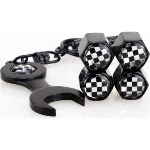 4pcs F1 Flag Logo Car Truck Tire Parts Valve Stems Caps 1pc Wrench for GMC ACADIA CANYON SAVANA SIERRA TERRAIN YUKON