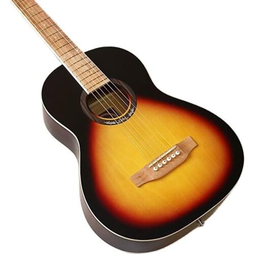 Maple neck 36 inch sunburst acoustic guitar spruce top matte finish full size design 6 string folk guitar for beginners kids