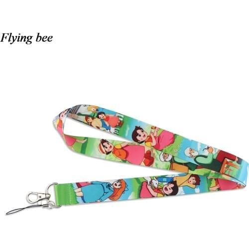 Flyingbee Anime Cute Gils Keychain Phone Lanyard Cartoon Punk Neck Strap for Keys ID Card Mobile Phone Lanyards X0996