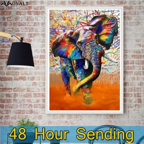 Canvas Abstract Art Color Graffiti Elephant Poster Modern Abstract Hoom Decor Canvas Print Oil Painting Hand Painted Living Room